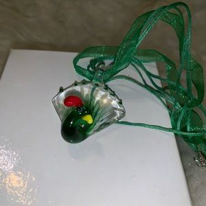 Peacock Glass Pendant Necklace